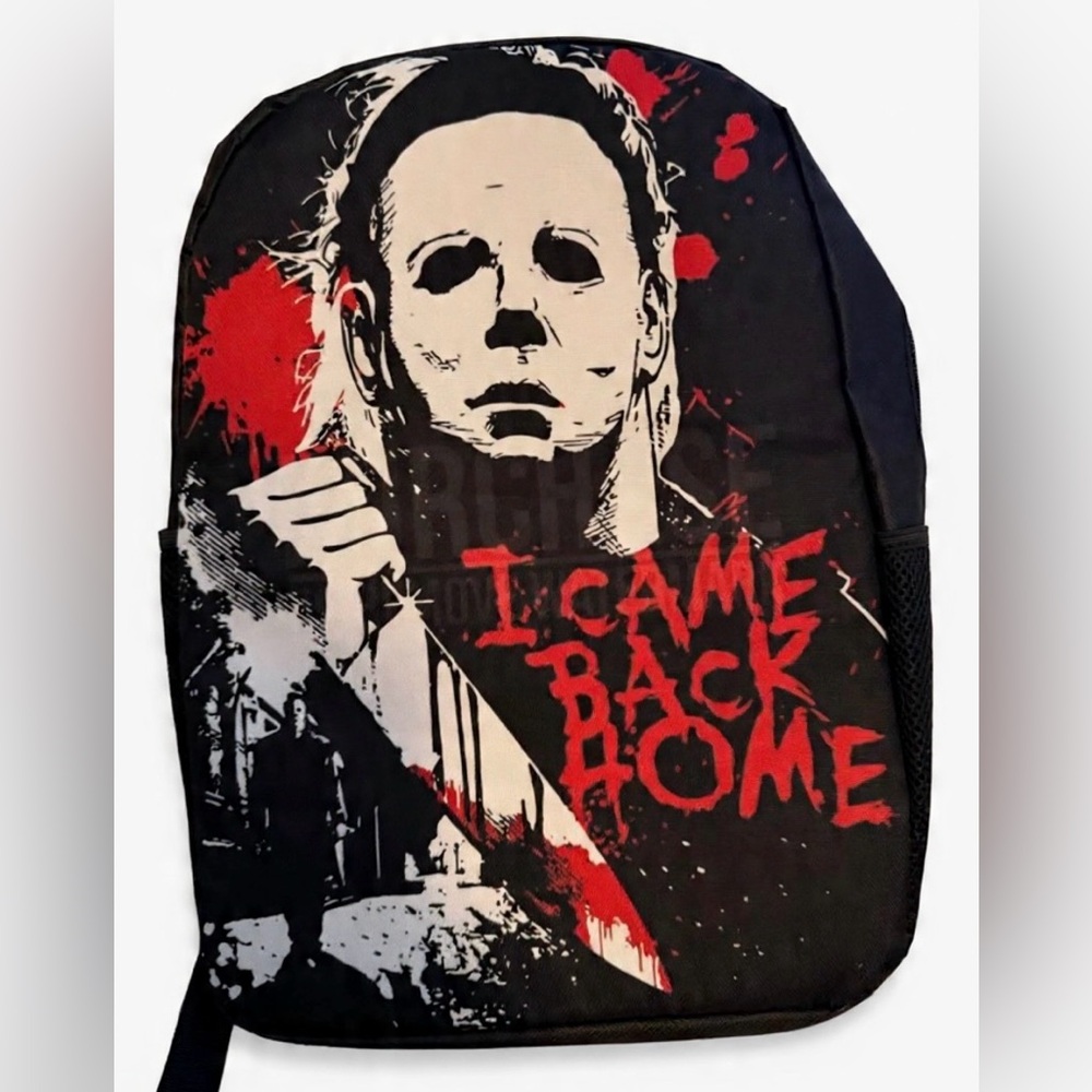 Black & Red Horror Graphic Backpack - I Came Back Home